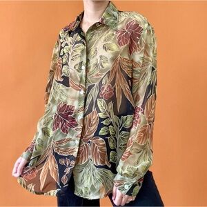 Vintage Autumn Floral Button Down